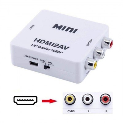 Convertisseur vidéo Mini HDMI 2 AV UP 1080P HD 